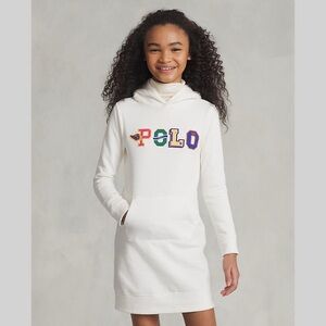 Girls Polo Ralph Lauren Cream Hooded Sweatshirt Dress
